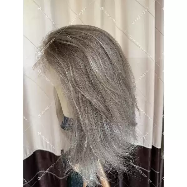 02 Invisible knots hd lace 13x6 lace front wig ashy blonde lowlight color double drawn virgin hair wig