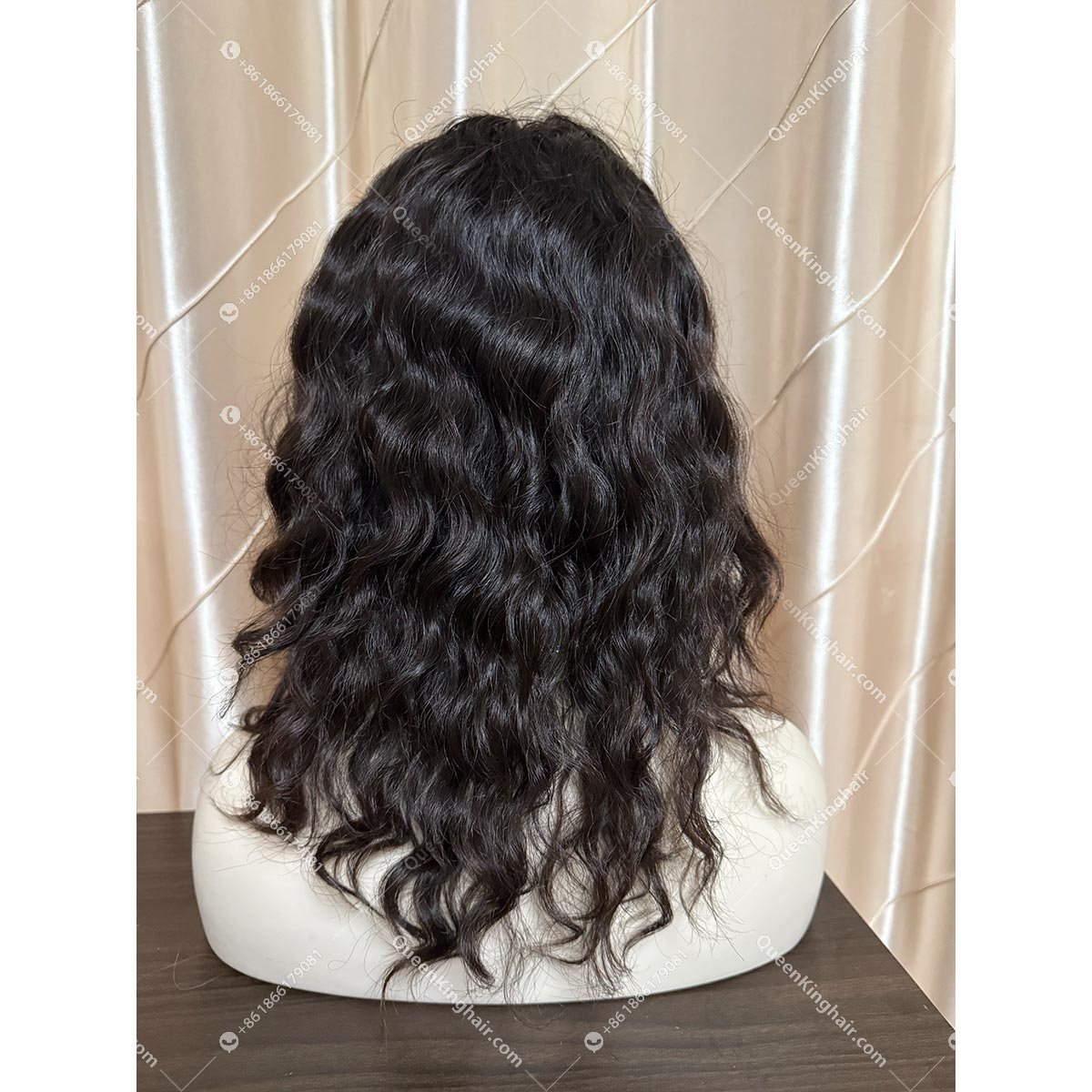 02 Curly hair 13x6 Transparent Lace Natural color double drawn virgin hair wig