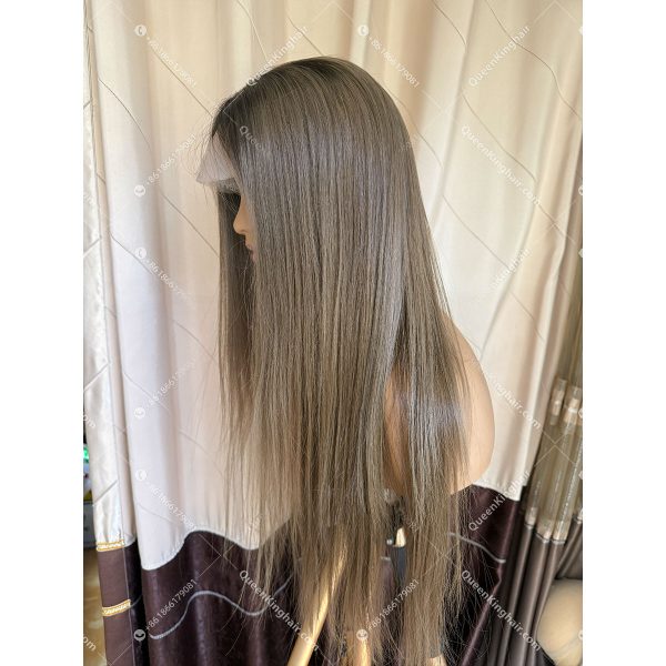 Invisible knots hd lace medical wig all handmade ombre blonde double drawn virgin hair wig