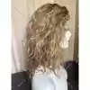 03 Curly hair 13x6 Transparent Lace Ombré blonde and ashy brown balayage color double drawn virgin hair wig