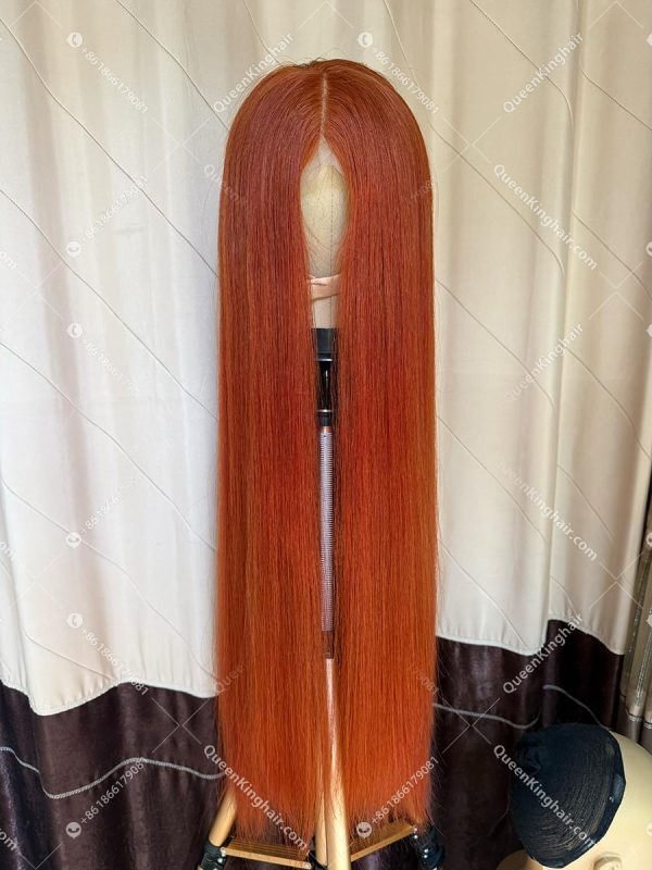 03 13x6 Transparent Lace #350 Ginger color double drawn virgin hair wig