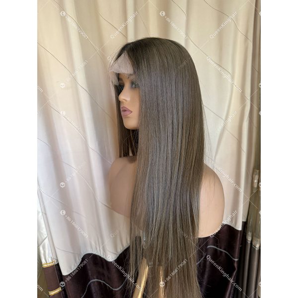 Invisible knots hd lace medical wig all handmade ombre blonde double drawn virgin hair wig