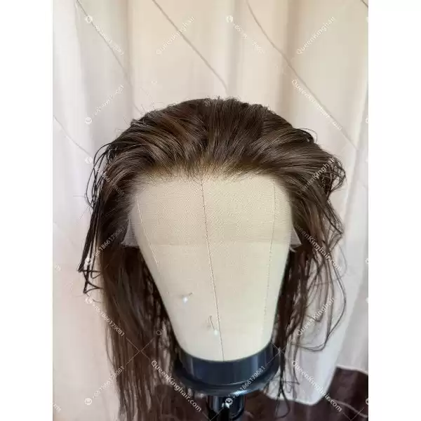 03 Invisible knots hd lace 13x6 lace front wig with 4x4 silk base Brunnett Brown color double drawn virgin hair wig