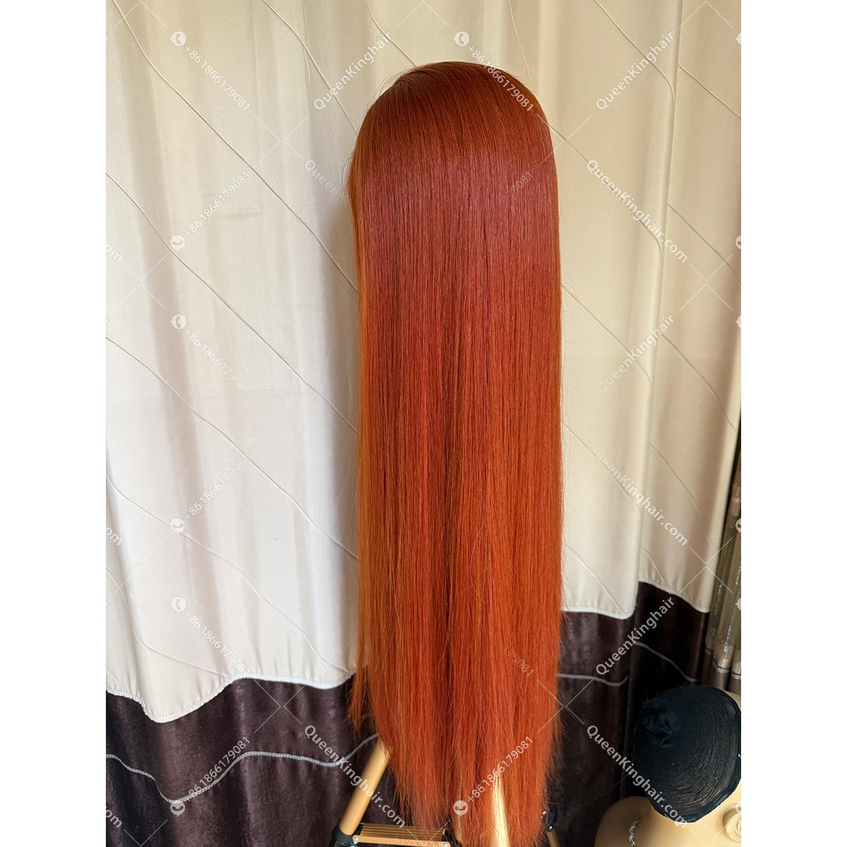 04 13x6 Transparent Lace #350 Ginger color double drawn virgin hair wig