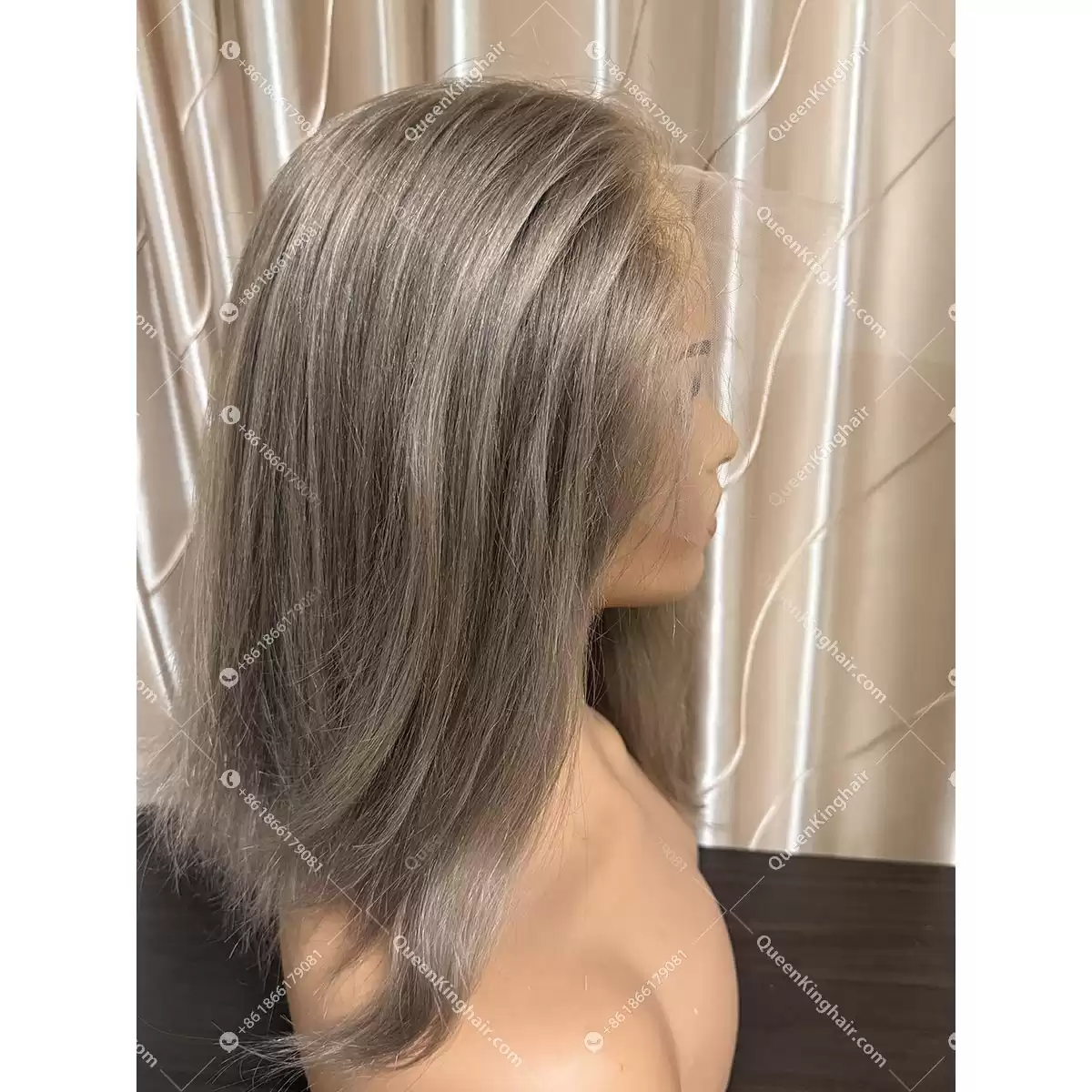 04 Invisible knots hd lace 13x6 lace front wig ashy blonde lowlight color double drawn virgin hair wig