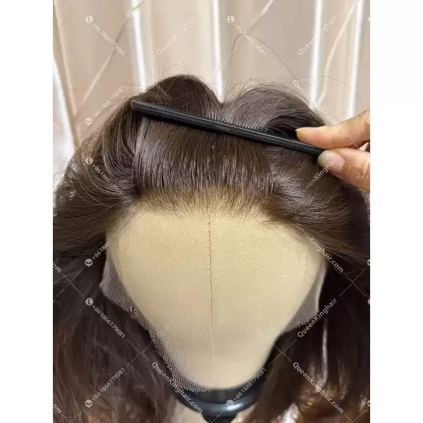 04 Invisible knots hd lace 13x6 lace front wig with 4x4 silk base Brunnett Brown color double drawn virgin hair wig