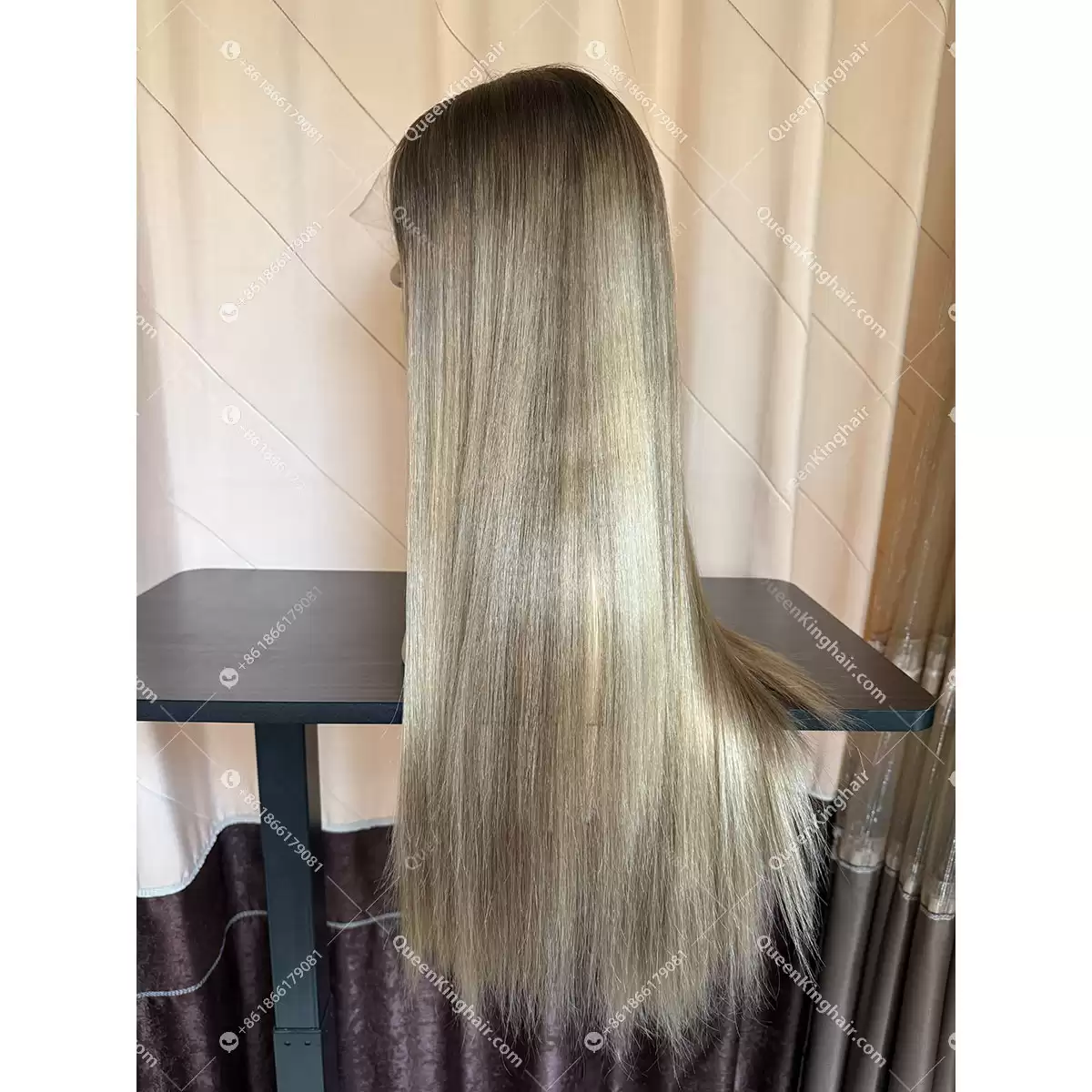 05 Ombré honey blonde and ashy brown balayage color 13x6 hd lace double drawn virgin hair wig