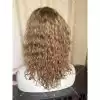05 Curly hair 13x6 Transparent Lace Ombré blonde and ashy brown balayage color double drawn virgin hair wig