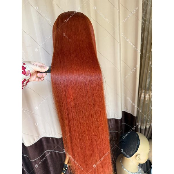 05 13x6 Transparent Lace #350 Ginger color double drawn virgin hair wig