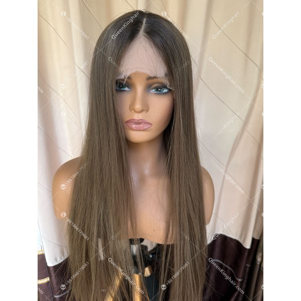 Invisible knots hd lace medical wig all handmade ombre blonde double drawn virgin hair wig
