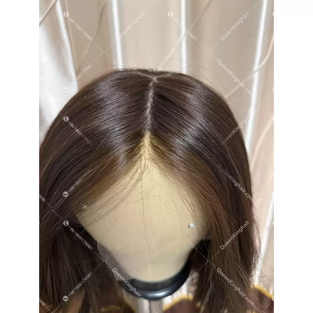 05 Invisible knots hd lace 13x6 lace front wig with 4x4 silk base Brunnett Brown color double drawn virgin hair wig