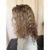 06 Curly hair 13x6 Transparent Lace Ombré blonde and ashy brown balayage color double drawn virgin hair wig
