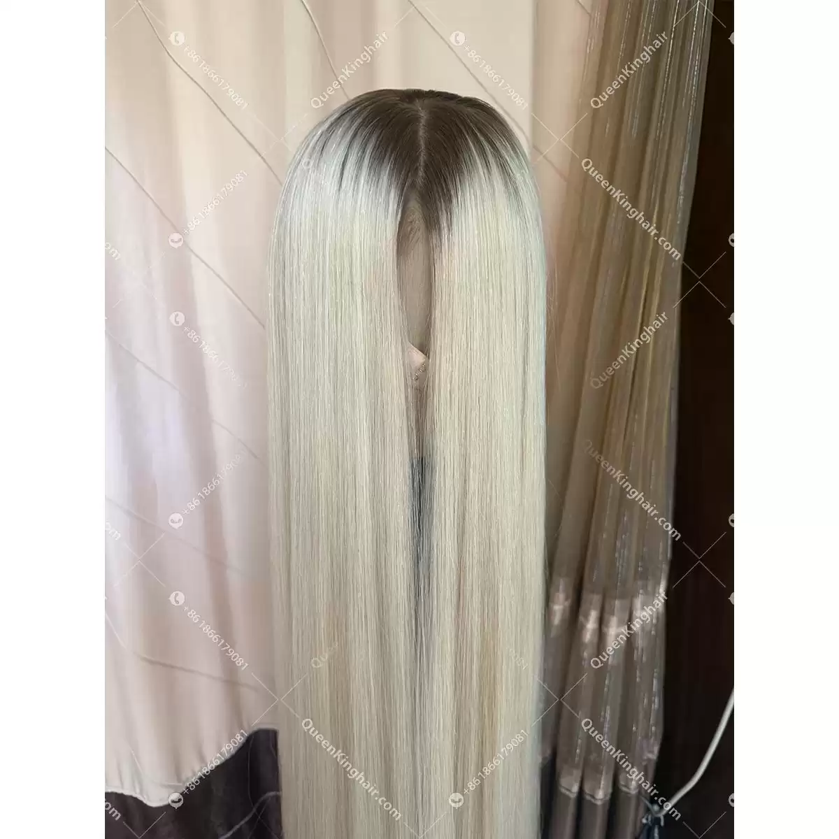 06 Invisible knots hd lace 13x6 lace front wig with 4x4 silk base ombre white blonde color double drawn virgin hair wig