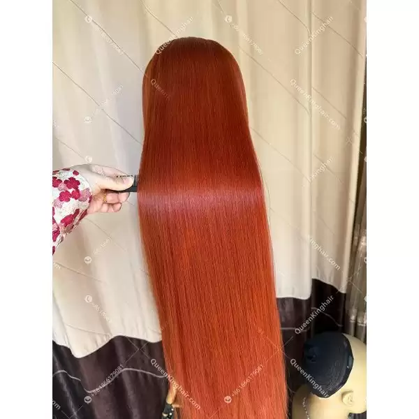 06 13x6 Transparent Lace #350 Ginger color double drawn virgin hair wig