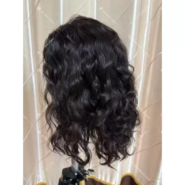 06 Curly hair 13x6 Transparent Lace Natural color double drawn virgin hair wig