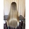 07 Ombré honey blonde and ashy brown balayage color 13x6 hd lace double drawn virgin hair wig
