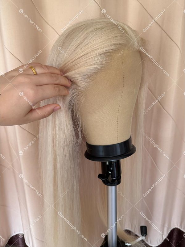 07 13x6 HD Lace White blonde color regular virgin hair wig 150% density full ends