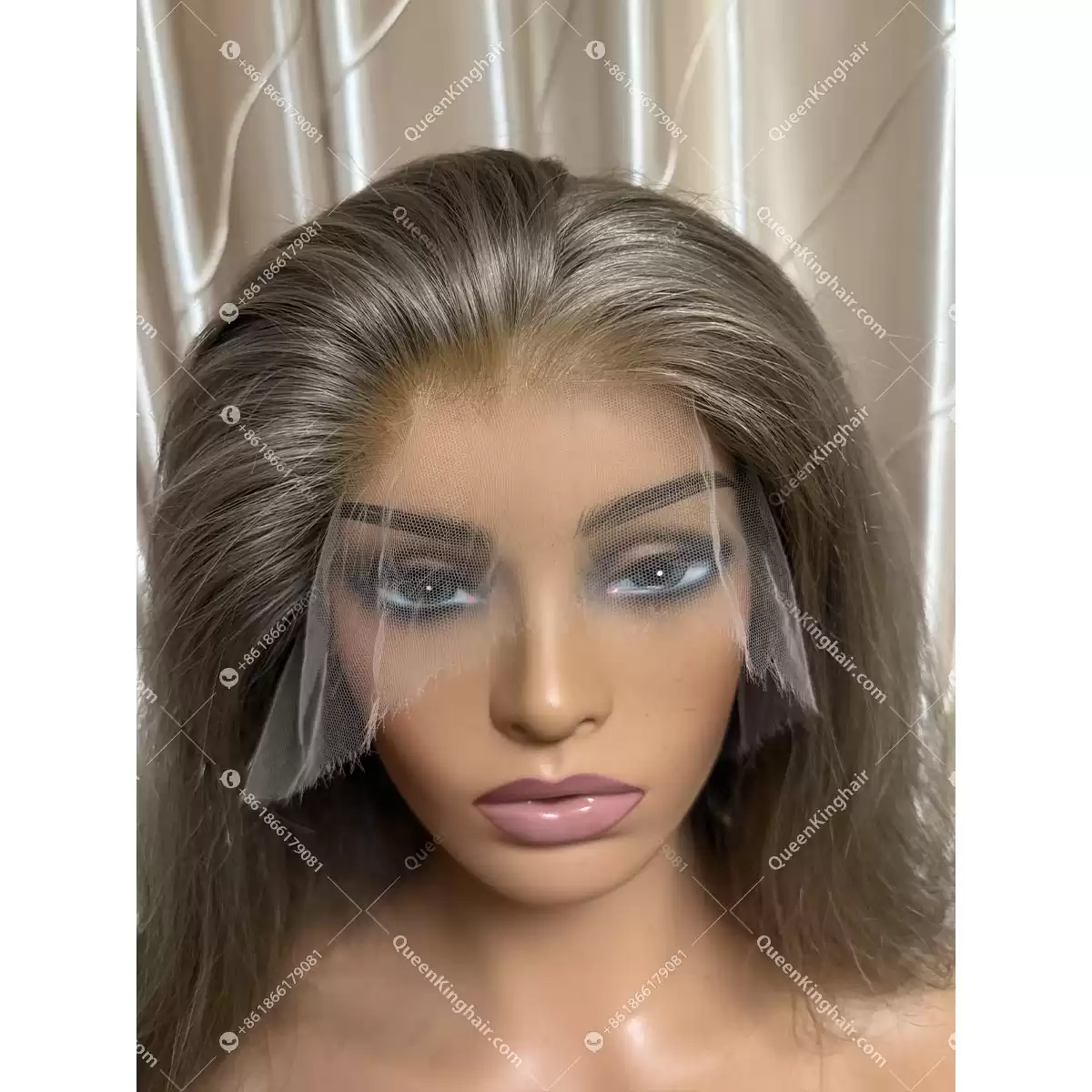07 Invisible knots hd lace 13x6 lace front wig ashy blonde lowlight color double drawn virgin hair wig