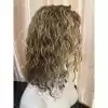 08 Curly hair 13x6 Transparent Lace Ombré blonde and ashy brown balayage color double drawn virgin hair wig