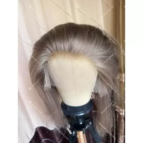 09 Invisible knots hd lace 13x6 lace front wig ashy blonde lowlight color double drawn virgin hair wig