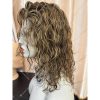 10 Curly hair 13x6 Transparent Lace Ombré blonde and ashy brown balayage color double drawn virgin hair wig