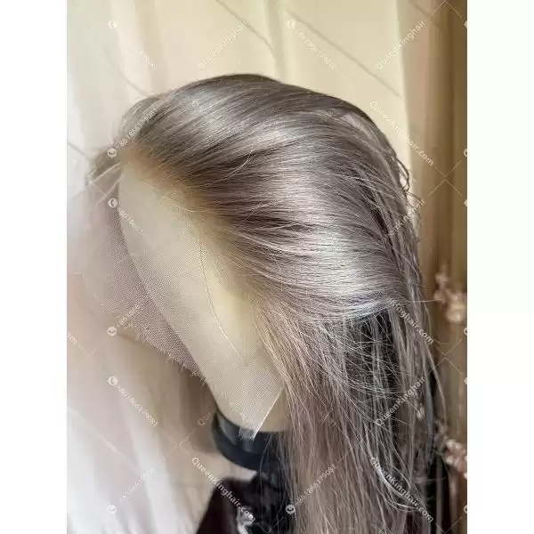 11 Invisible knots hd lace 13x6 lace front wig ashy blonde lowlight color double drawn virgin hair wig