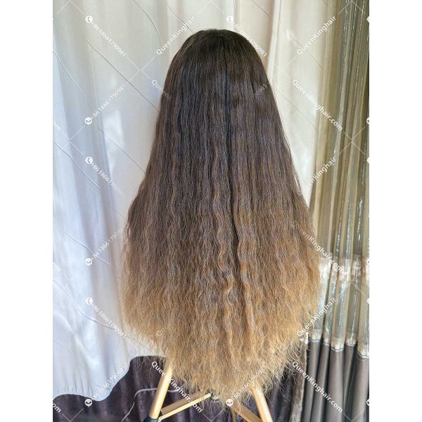 01 Medical all handmade wig transparent lace double drawn virgin hair wig custom color natural curly