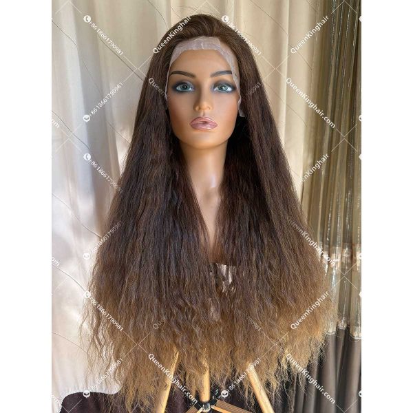 03 Medical all handmade wig transparent lace double drawn virgin hair wig custom color natural curly
