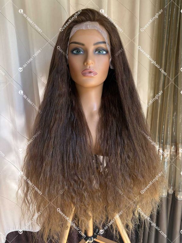 Medical all handmade wig transparent lace double drawn virgin hair wig custom color natural curly