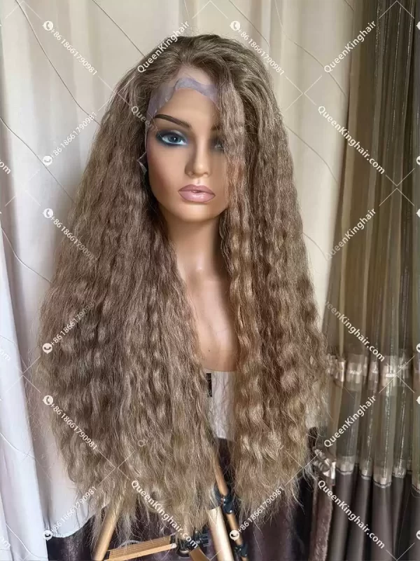 Medical all handmade wig transparent lace double drawn virgin hair wig custom color natural curly
